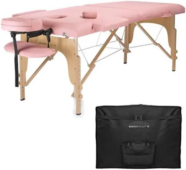 Alt view image 7 of 14 - Saloniture Professional Portable Folding Massage Table with Carrying Case - Pink