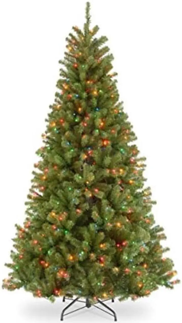 Alt view image 2 of 4 - National Tree Company NRV730170 7 ft. Pre-Lit North Valley Spruce Tree - 47" x 47" x 84" - Green Tree, Green Tree Stand