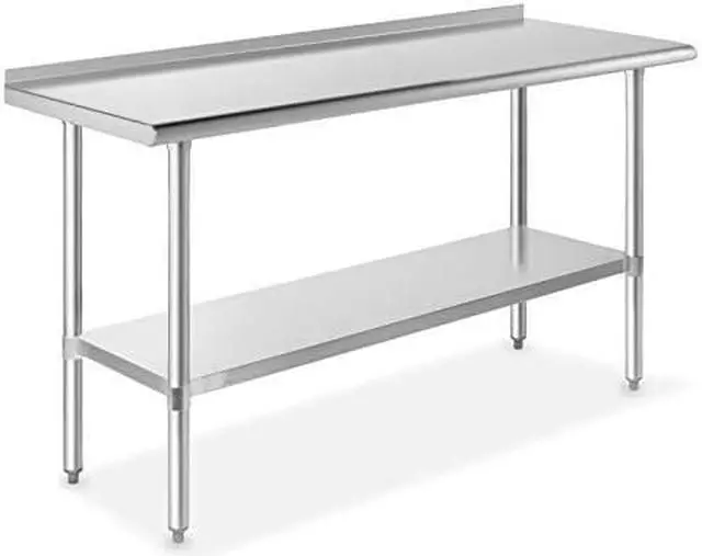 Alt view image 7 of 7 - GRIDMANN Stainless Steel Kitchen Prep Table 60 x 24 Inches with Backsplash & Under Shelf, NSF Commercial Work Table for Restaurant and Home