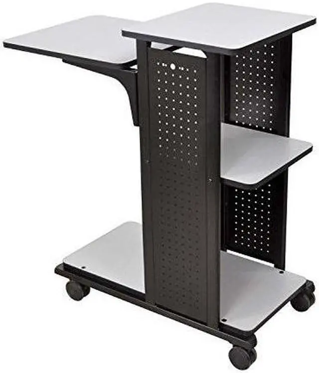 Alt view image 6 of 8 - H.Wilson Grey/Black 4-Shelf Mobile Presentation Station