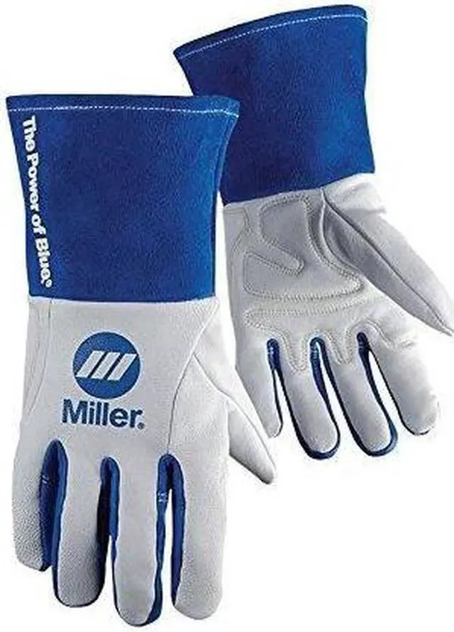 Alt view image 3 of 5 - MILLER ELECTRIC 263348 ArcArmor Welding Gloves,3D,Wing,11In,WhiteBlue,PR