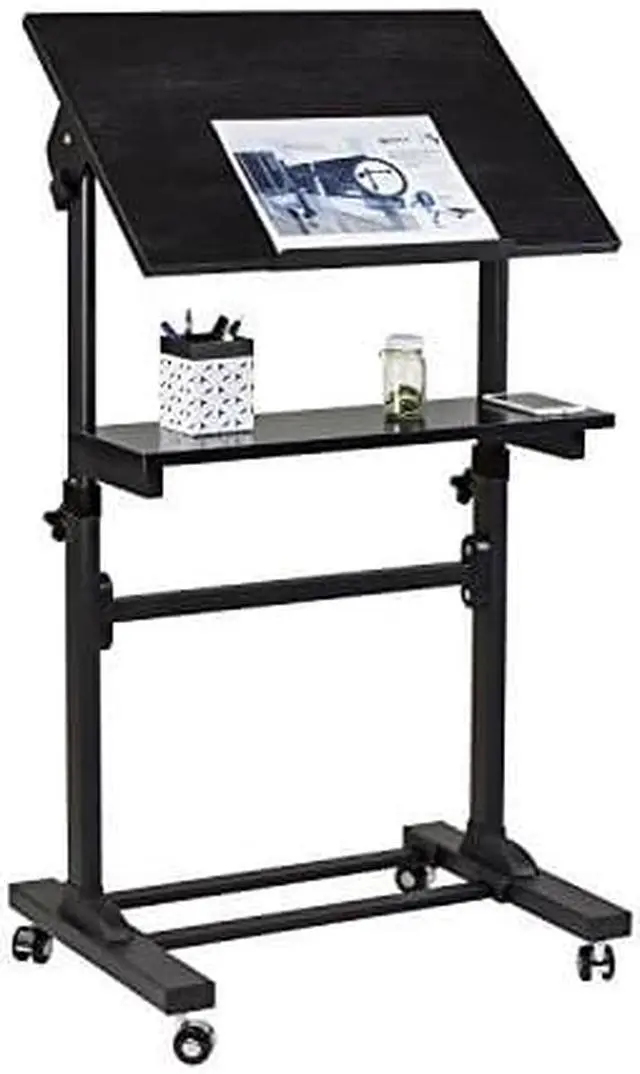 Alt view image 6 of 13 - Mount-It! Mobile Standing Desk | Portable Podium and Presentation Lectern | Black