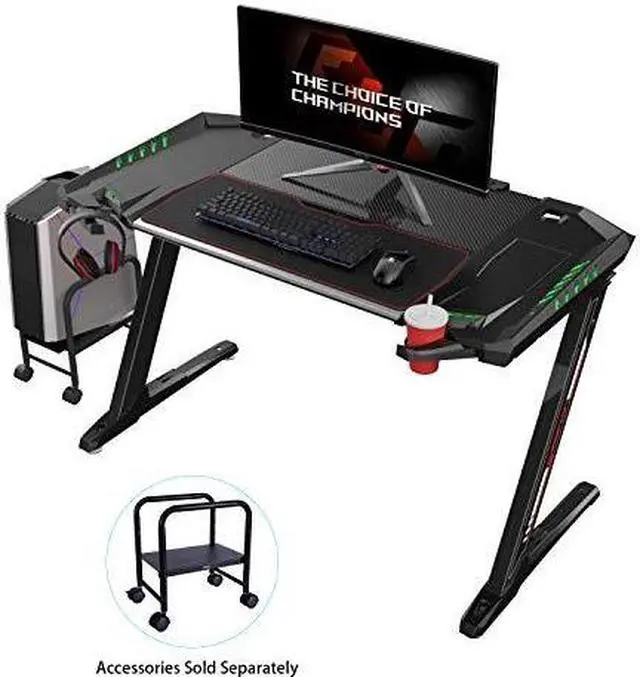 Alt view image 6 of 7 - Eureka Ergonomic® Z2 55” Gaming Desk - Gaming Desk for Console & PC Gamers. RGB Lighting, Headphone Hook, and Cup Holder