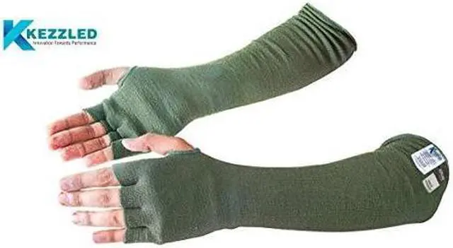 Alt view image 5 of 9 - Kevlar® Cut/Scratch/Heat Resistant Designer Arm Sleeves with Finger Openings - Sage Green 18 inches by Kezzled