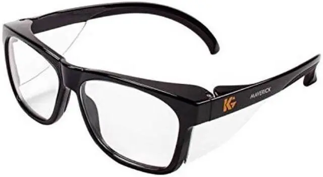 Main image of kleenguard kleenguard maverick safety glasses with intergrated side shields 1 pair 49309 clear antifog lens with black frame