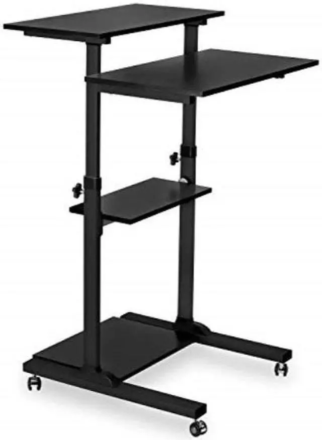 Alt view image 6 of 6 - Mount-It! Mobile Standing Desk Workstation | Height Adjustable Computer Rolling Cart | Silver