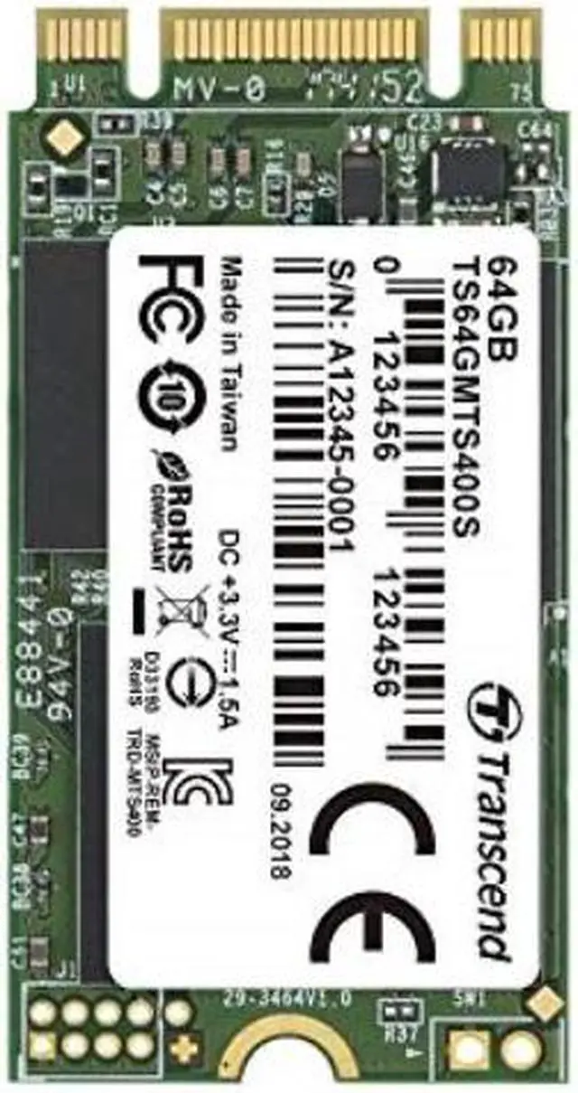 Alt view image 8 of 15 - Transcend 64GB M.2 NGFF 2242 42mm SATA III 6Gbps SSD MLC Flash Model TS64GMTS400S