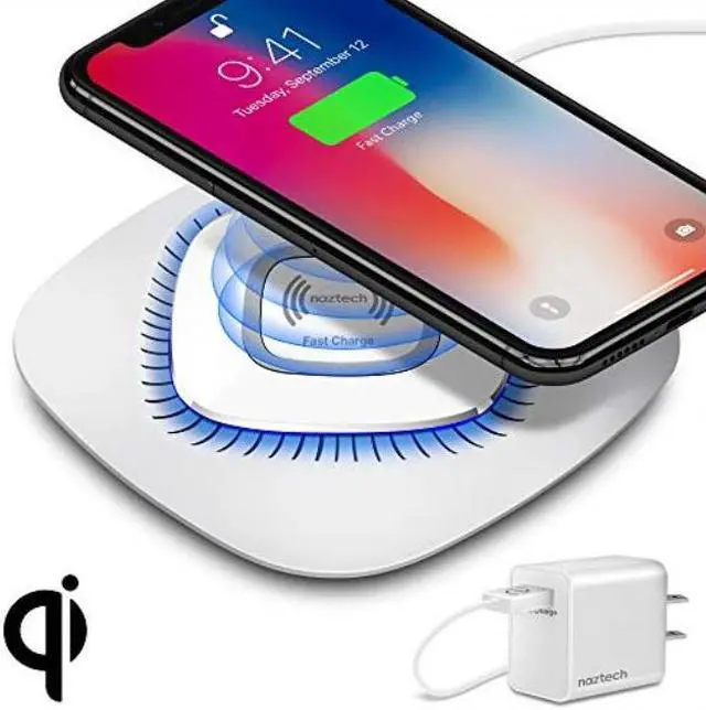 Main image of naztech power pad qi wireless fast charger. compatible for iphone 11, 11pro, 11 pro max, xs max, xr, xs, x, 8, 8+,galaxy s10,s9,s8, note10 note9 note8
