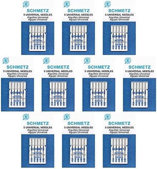 50 schmetz universal sewing machine needles assorted sizes box of