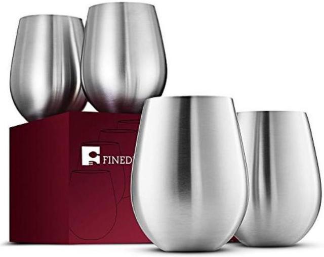 18 Oz Stainless Steel Unbreakable Wine Glass - Stainless Steel Red & White  Stemless Wineglass, Portable Wine Tumbler for Outdoor Events, Picnics 