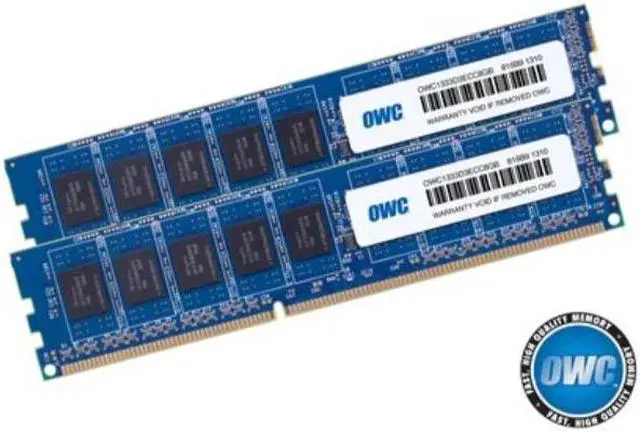 Alt view image 2 of 9 - OWC 16.0GB, 2x 8GB, DDR3 PC-10600 1333MHz ECC-R SDRAM ECC For Mac Pro Nehalem and Westmere models.May Not be Mixed With other Modules. Model OWC1333D3X8M16K