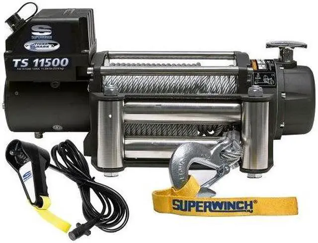 Main image of superwinch 1511200 tiger shark 11.5, 12 vdc winch, 11,500 lb/5,216 kg capacity with roller fairlead