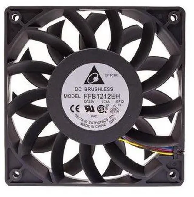 Alt view image 3 of 4 - delta electronics ffb1212eh 120 x 120 x 25mm pwm cooling fan, 4000 rpm, 150.33 cfm, 56.4 dba, 4pin pwm connector