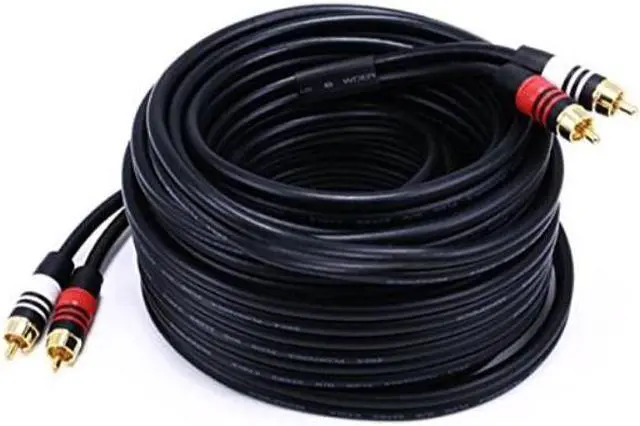 Main image of Monoprice 102867 35-Feet Premium 2 RCA Plug to 2 RCA Plug 22AWG Cable, Black