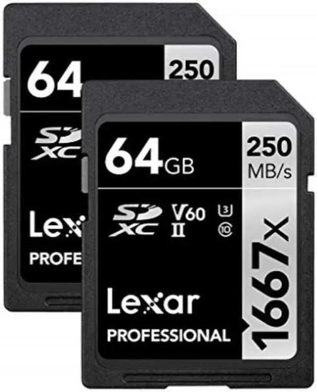 Alt view image 3 of 14 - Lexar SILVER Series Professional 1667x 64GB UHS-II SDXC Memory Card, 2-Pack