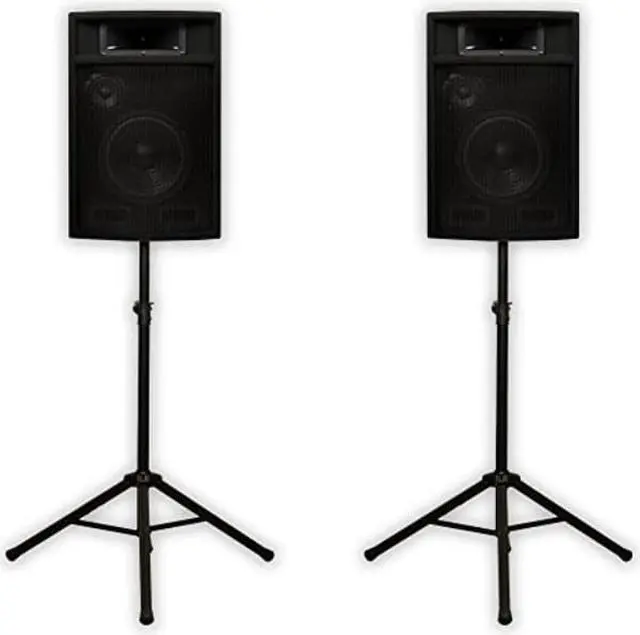 Alt view image 8 of 8 - Acoustic Audio PA-380X Passive 8" DJ Speakers and Stands PA Karaoke 3-Way Studio Home Audio