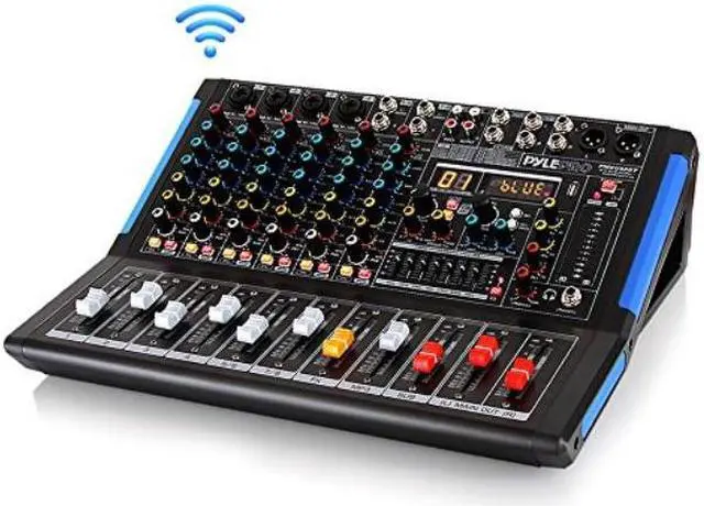 Main image of 8channel bluetooth studio audio mixer  dj sound controller interface w/ usb drive for pc recording input, xlr microphone jack, 48v power, rca input/output for professional and beginners  pmxu88bt