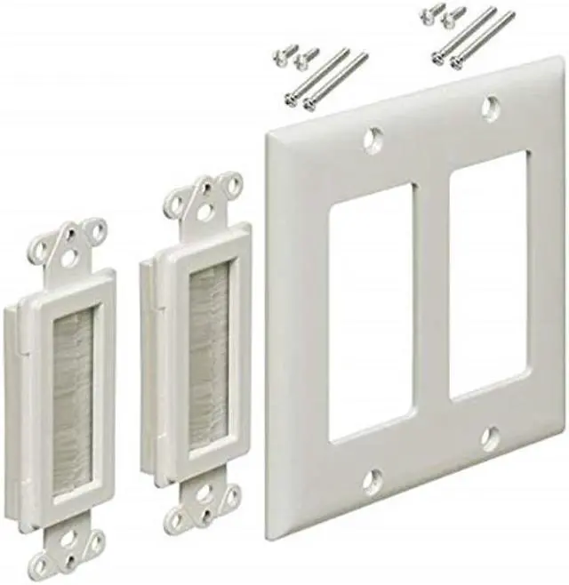 Alt view image 2 of 2 - iMBAPrice 2-Gang Brushed Wall Plate - Decora Style Cable Pass Through Insert for Wires Wall Socket Plug Port/HDTV/HDMI/H