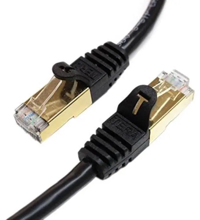 Alt view image 3 of 3 - Tera Grand - Premium CAT7 Double Shielded 10 Gigabit 600MHz Ethernet Patch Cable for Modem Router LAN Network - Built with Gold Plated & Shielded RJ45 Connectors, 75 Feet Black