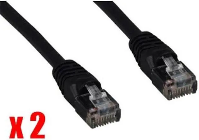 Alt view image 2 of 2 - iMBAPrice 14Ft (Pack of 2) CAT5e RJ45 Patch Ethernet Network Cable 14 FT Black For PC, Mac, Laptop, PS2, PS3, XBox, and XBox 360