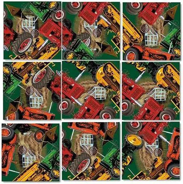 Alt view image 2 of 3 - B Dazzle Vintage Tractors Scramble Squares 9 Piece Puzzle