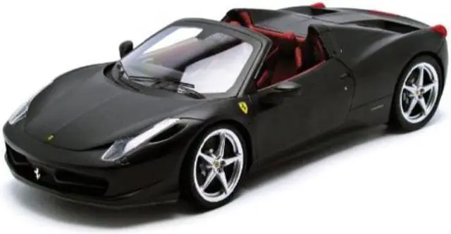 Alt view image 3 of 10 - Ferrari 458 Italia Spider Matt Black Elite Edition 1/18 Diecast Car Model by Hotwheels