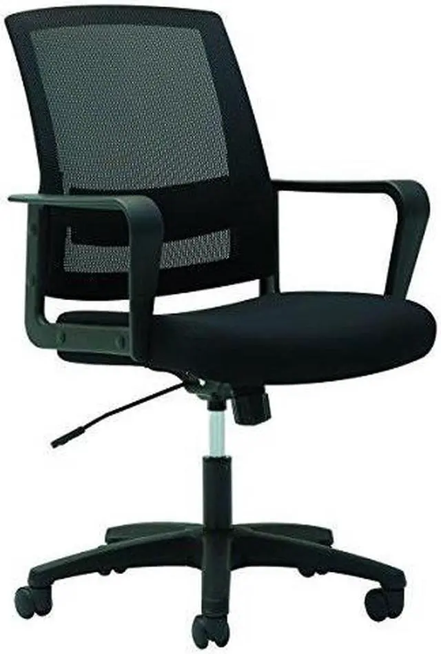 Alt view image 2 of 12 - OIF - OIFMS4217 - Mesh Mid-Back Chair, Fixed Loop Arms, Black