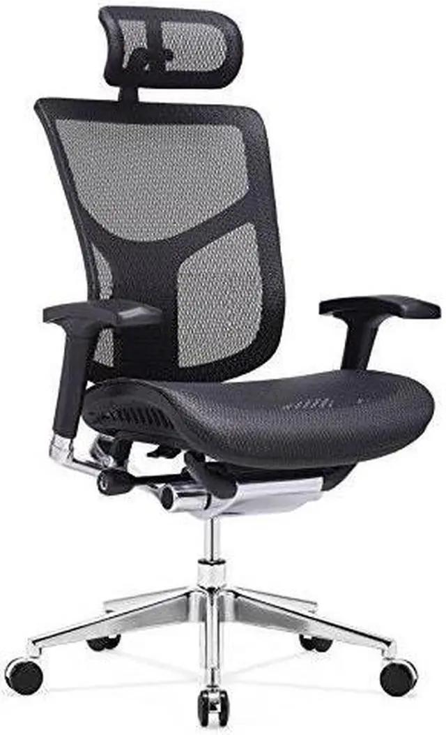 Alt view image 2 of 11 - GM Seating Dreem XL Luxury Mesh Series Executive Hi Swivel Chair Chrome Base with Headrest, Black, Seat Slider - OEM