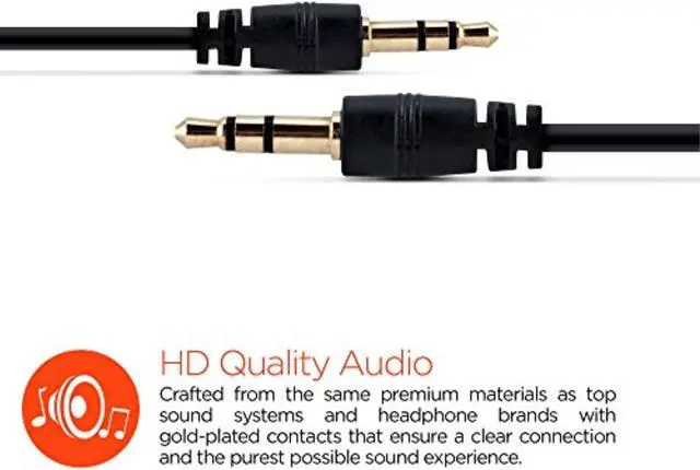 Alt view image 6 of 6 - HyperGear 3.5mm Auxiliary/AUX Audio Cable 3ft Black