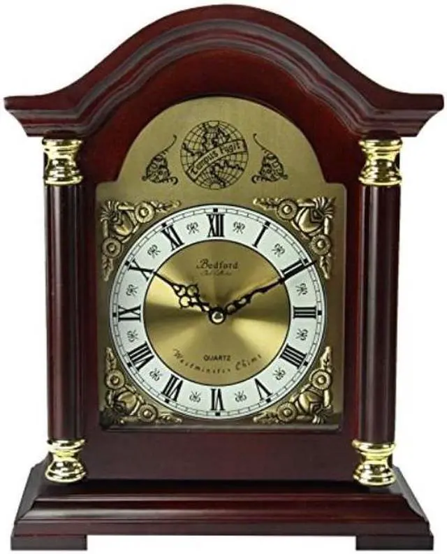 Alt view image 3 of 7 - Bedford Clock Collection Redwood Mantel Clock with Chimes