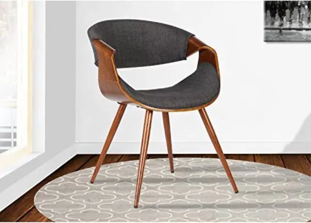 Alt view image 7 of 12 - Armen Living Butterfly Mid-Century Dining Chair in Walnut & Charcoal