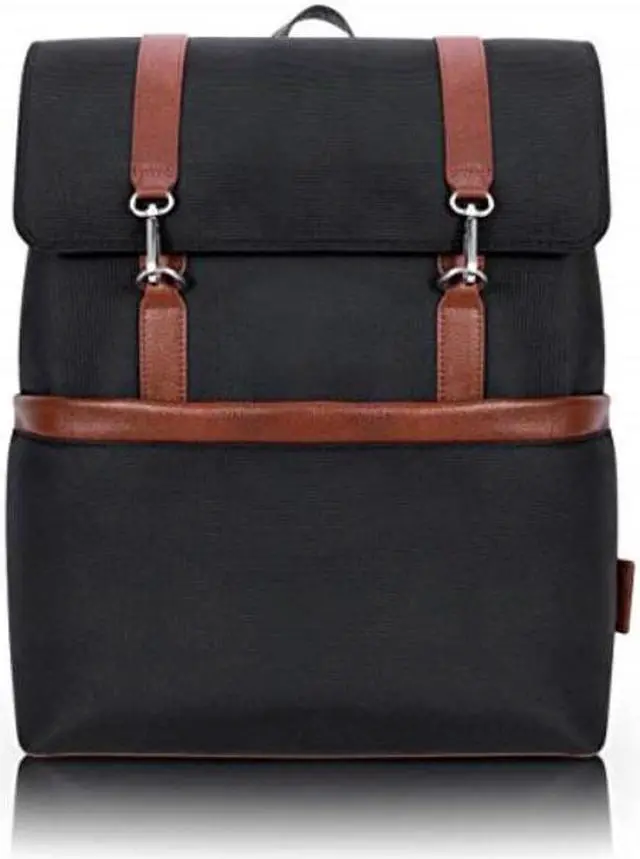 Main image of mcklein element, 1680d ballistic nylon with leather trim, 17" nylon, twotone, flapover, laptop & tablet backpack, black 78475
