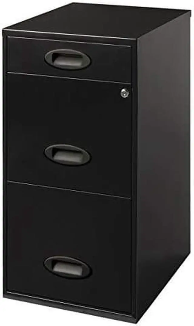 Alt view image 3 of 11 - Realspace® SOHO Metal Vertical File Cabinet, 3 Drawers, 18"D, Black