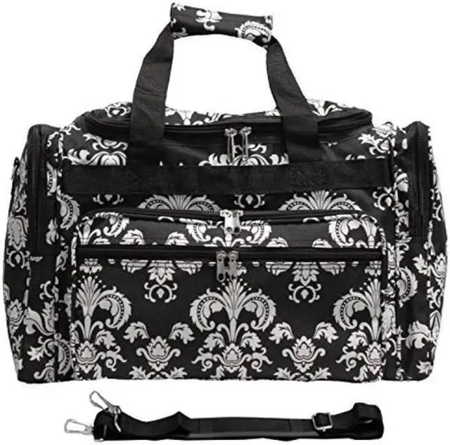 Alt view image 2 of 4 - World Traveler 19-inch Carry-On Shoulder Duffel Bag - Black White Damask II