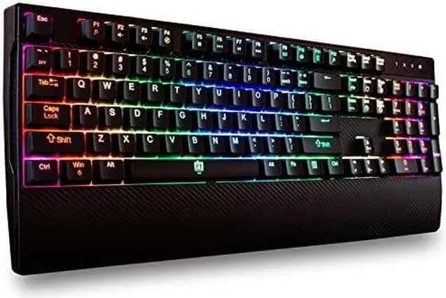 Alt view image 8 of 9 - Deco Gear Mechanical Gaming Keyboard | Anti-Ghosting | Ergonomic Fixed Palm Rest | Full Customizable RGB Backlit | Carbon Fiber Design | Outemu Blue Switch | Wired | Black