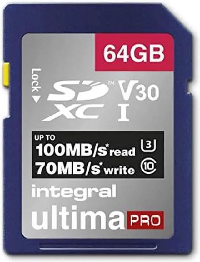 Alt view image 3 of 9 - 64GB Integral Ultima Pro SDXC 100MB/s CL10 UHS-1 U3 V30 Memory Card