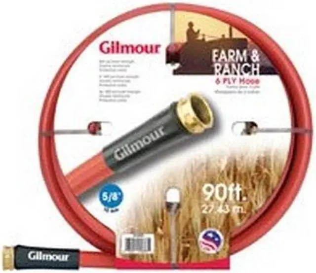 Main image of Farm and Ranch Heavy Duty Garden Hose w/Brass Fittings, 5/8" ID, 90' L, Red Red