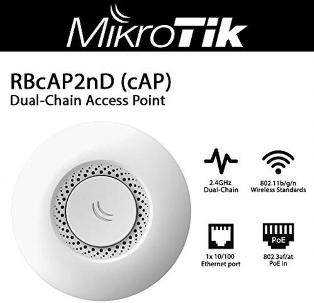 Alt view image 2 of 2 - Mikrotik RBcAP2nD 2.4GHz Dual-Chain Ceiling Access Point with 802.11b/g/n Support