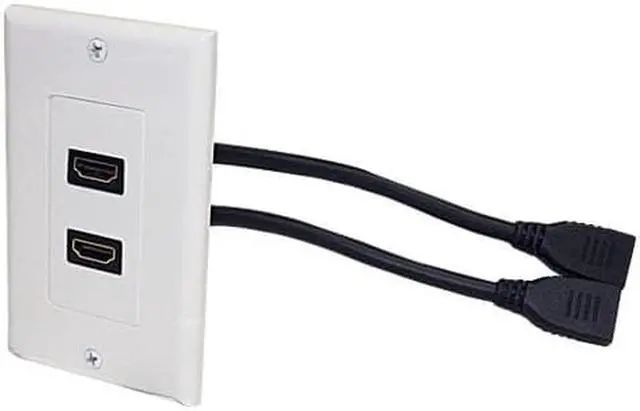 Alt view image 2 of 2 - 2-HDMI Pigtail Wall Plate White