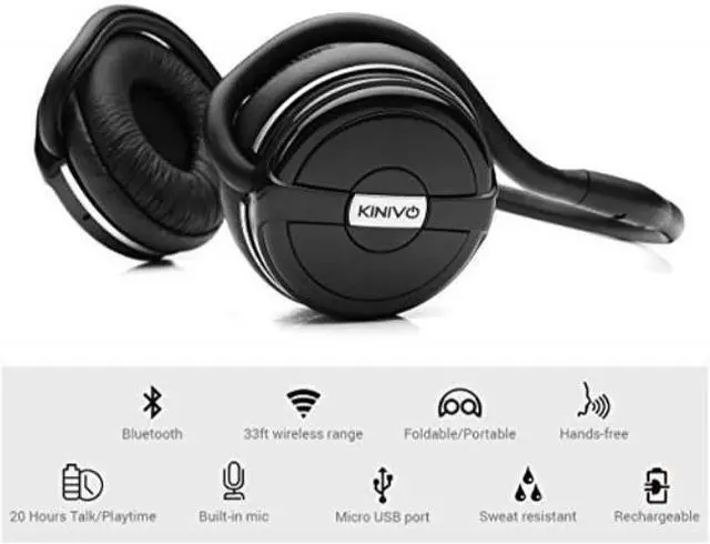 Alt view image 3 of 5 - Kinivo BTH240 Bluetooth Stereo Headphone - Supports Wireless Music Streaming and Hands-Free calling (Black)