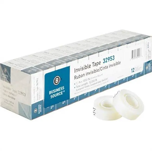 Alt view image 4 of 12 - Business Source Invisible Tape Value Pk 1" Core 3/4"x1000" 12/PK Clear 32953