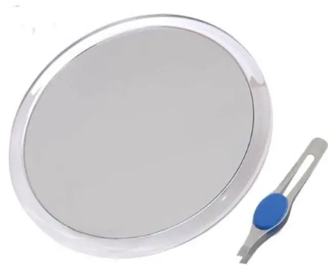 Alt view image 5 of 5 - JUMBL Large 8" Suction Cup 10X Magnifying Mirror with Precision Tweezers