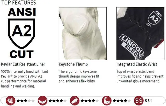 Alt view image 4 of 4 - Lincoln Electric K3769 Traditional Grey Leather Drivers Gloves, X-Large
