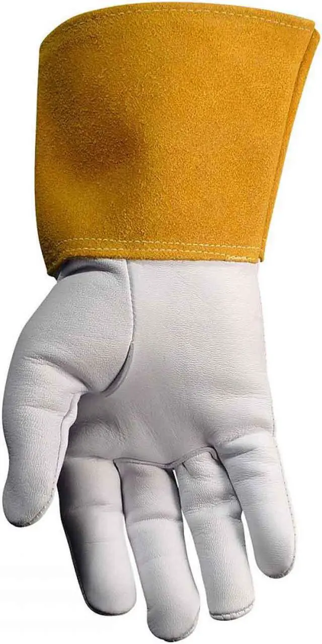 Alt view image 4 of 4 - Kidskin Gloves, Goat Leather/Cowhide, Medium, Pearl/Tan
