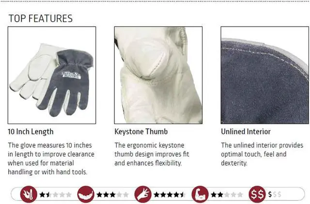 Alt view image 3 of 4 - Lincoln Electric K3771 Cut Resistant A2 Leather Drivers Gloves, X-Large