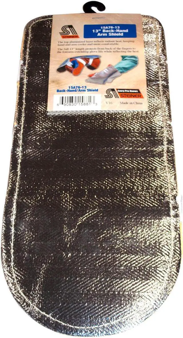 Alt view image 3 of 4 - Steiner 15A76-13 Aluminized Rayon Glove Back-Hand Pad, Double Layer, 13", OSFM