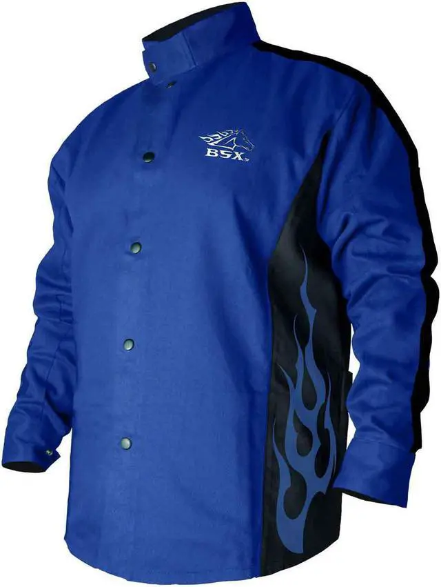 Main image of Black Stallion BXRB9C BSX Contoured FR Cotton Welding Jacket, Royal Blue, Large