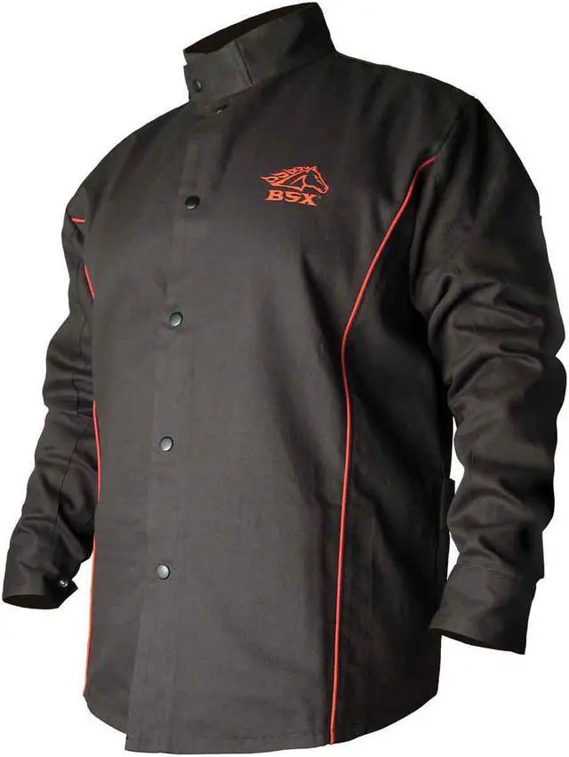 Main image of Black Stallion B9C BSX Contoured FR Cotton Welding Jacket, Black/Red, 2X-Large