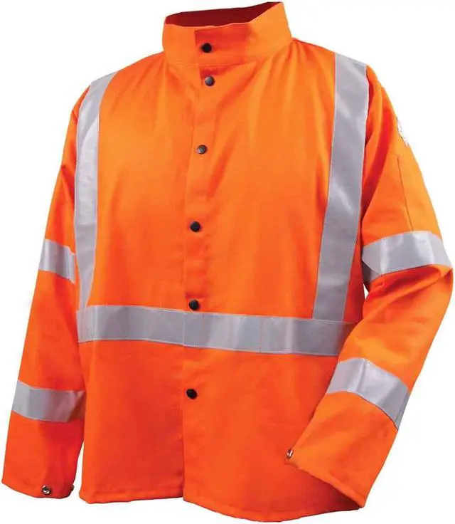 Main image of Black Stallion JF1012-OR Hi-Vis Safety Welding Jacket with FR Reflective Tape, Safety Orange, X-Large