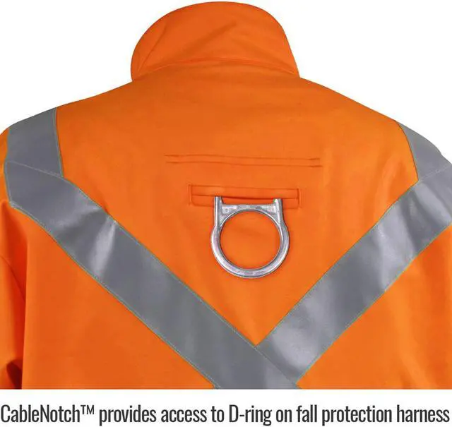 Alt view image 2 of 4 - Black Stallion JF1012-OR Hi-Vis Safety Welding Jacket with FR Reflective Tape, Safety Orange, X-Large
